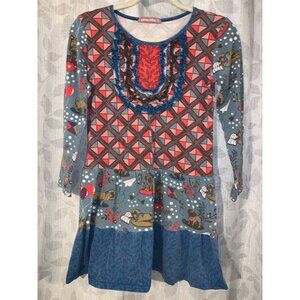 Jelly The Pug Girls Size 14 Long Sleeve Patterned Dress With Colorful Geometric